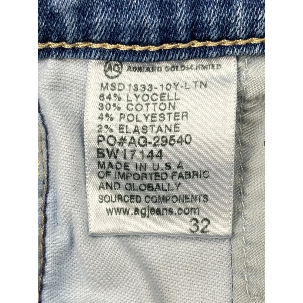 AG Adriano Goldschmied The Stilt Roll Up Cigarette Jeans Blue Size 32 Made USA‎